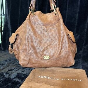 Adrienne Vittadini Brown Leather Satchel Handbag – Classic & Elegant
